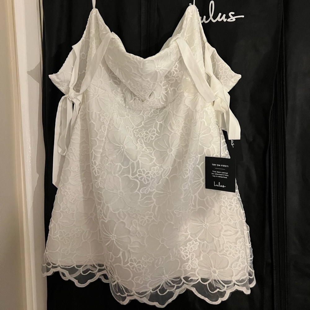Lulu's White Tie-Strap Mini Dress